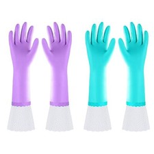 Reusable Long Dishwashing Cleaning Gloves With Latex Free Long Cuffcotton Lining