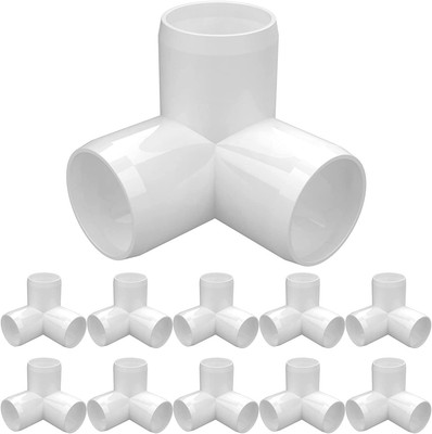1'' PVC Fittings 3 Way (10-Pack) Furniture Grade, 1'' Elbow Connector, Heavy Duty 
