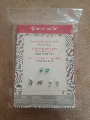 American Girl 18'' Doll Set Of 3 Pairs Noteworthy Earring Flower Bird Stud Tenney
