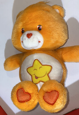 Vintage Care Bear Laugh A Lot Bear 13” Plush Orange Yellow Smiling