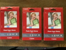 Lot Of 3 - Canon Pixma Photo Paper Plus Glossy II 4x6 100 Sheets GP701 Picture