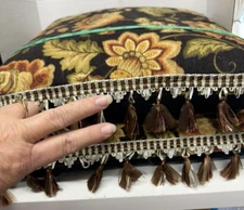 Tapestry Woven Black & Multicolored Floral Throw Pillows TWO (2) 18”X 18” SQUARE