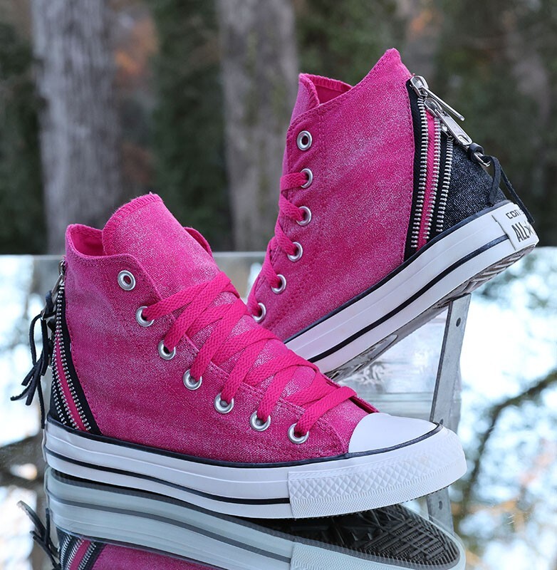 Converse Chuck Taylor All Star Hi Tri-Zip Sparkle Women Size 6.5