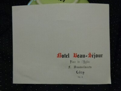 Vintage 1950 Hotel Beau-Sejour Lery France Information Bi-Fold Restaurant Card