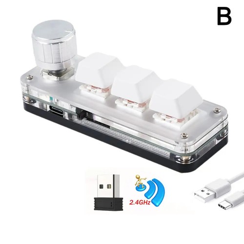 RGB Mini Macro Keyboard Custom Programming 3 Keys 1 Knob 2.4G Bluetooth Keypad - Picture 5 of 16