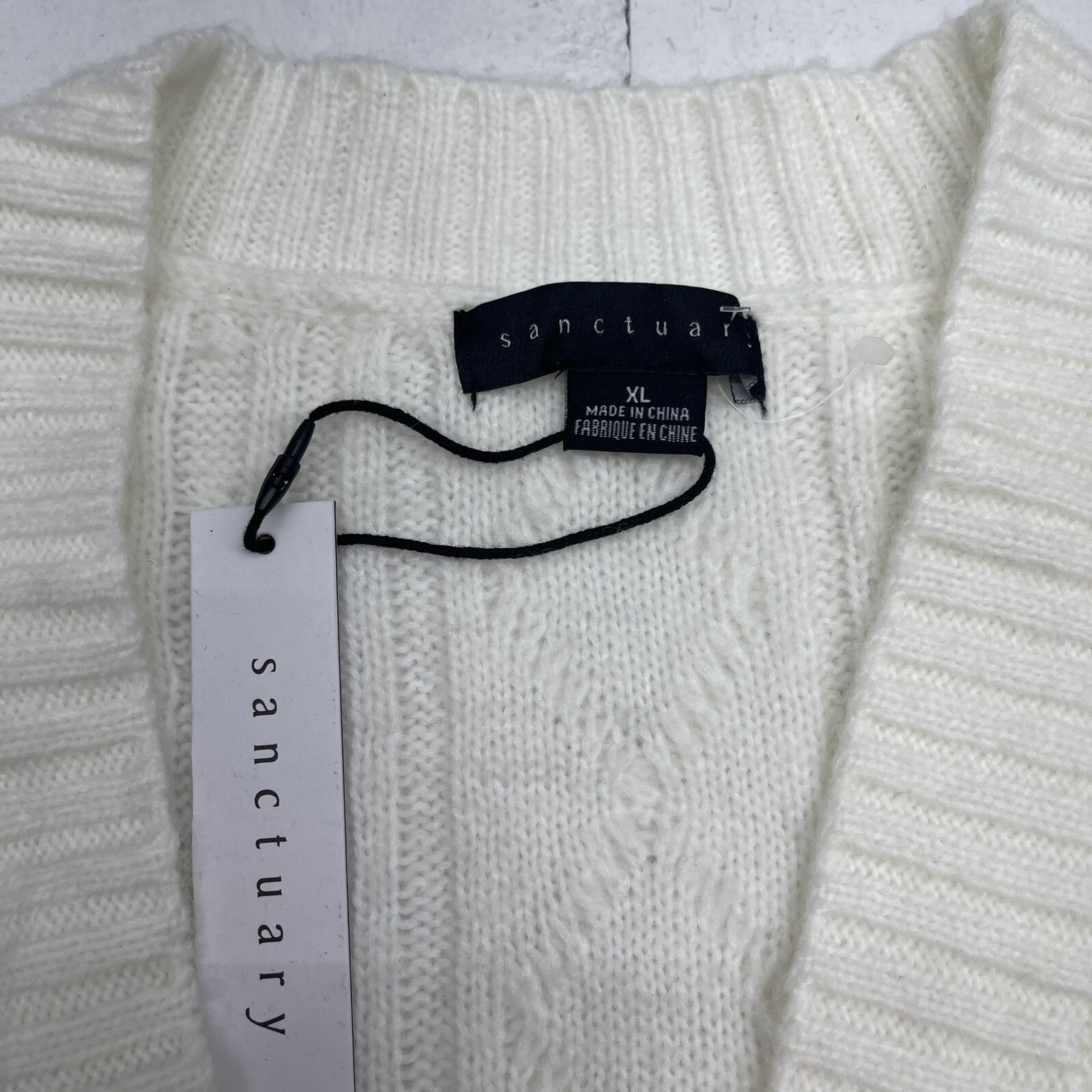 Sanctuary White Cozy Cable Knit Cardigan Women’s XL New Defects