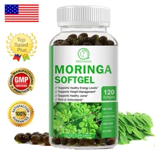 Organic Moringa Oleifera Leaf Extract 120 Capsules 1000mg Strength Antioxidant