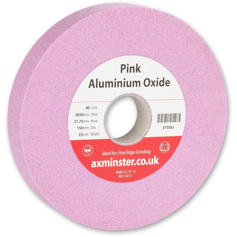Axminster Pink Grinding Wheel - 150 x 25mm x 31.75mm(1.1/4"") x 80G