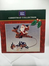 Vintage Weihnachten handbemalt Harz Santa Rentier über Dach fliegende Figur