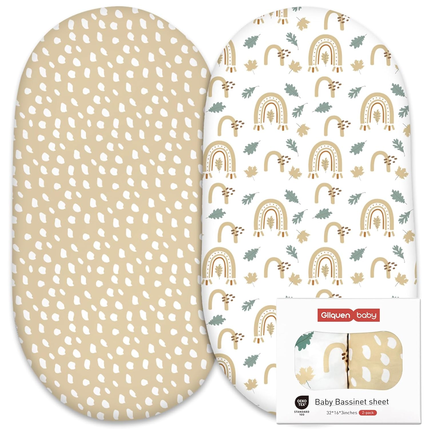 Bassinet Crib Sheets Set, Breathable Cozy Fitted Mattress Sheet, Elastic Travel-image