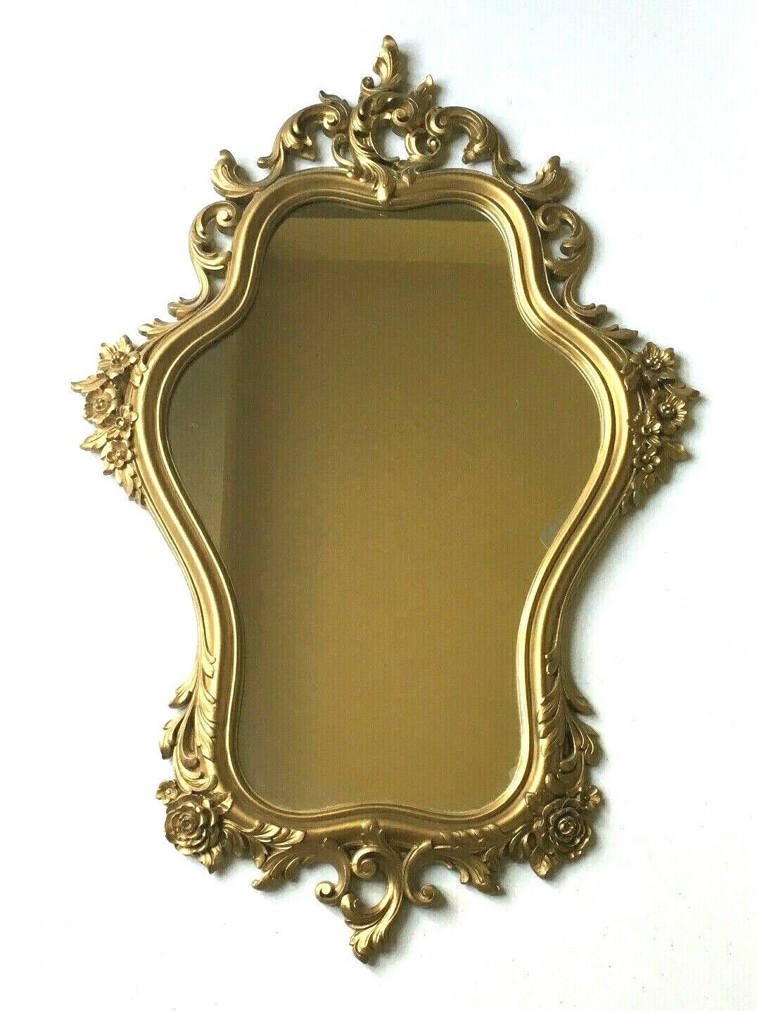 Vintage Syroco Dart Mirror MCM Hollywood Regency Gold Gild Ornate Rococo 5111 