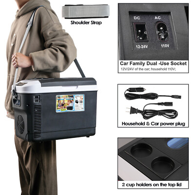15L Portable Travel Car Refrigerator Freezer Truck Mini Fridge Camping 12V 24V