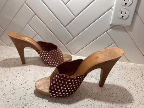 NEW Vintage 80s Candies Style Sandal High Heels Slide Sexy Brown & Silver 8 /39 - Picture 7 of 12