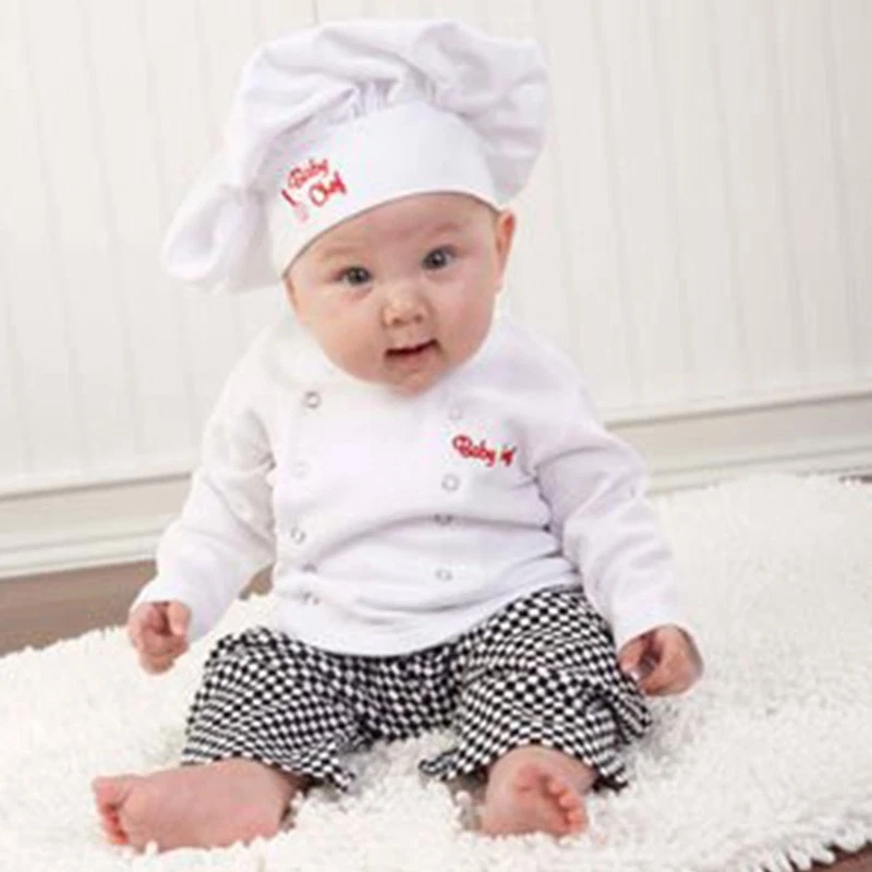 Baby Boy Girl Chef Cook Carnival Party Costume Fancy Dress Outfit  Clothes+Hat