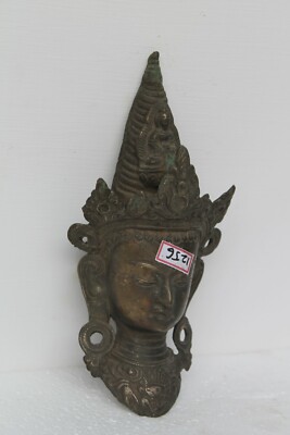 Vintage Old Hand Crafted Brass Tara Head Engraved Figure