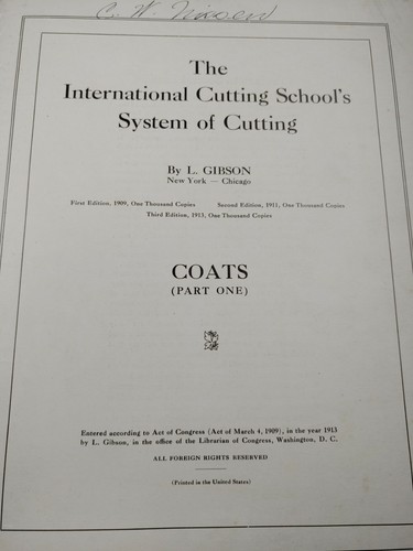 1913 International Cutting School's System of Garment Cutting Coats L Gibson (J1 - Picture 5 of 9