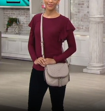 Vince Camuto Quilted Leather Crossbody Bag - Bailey - Taupe