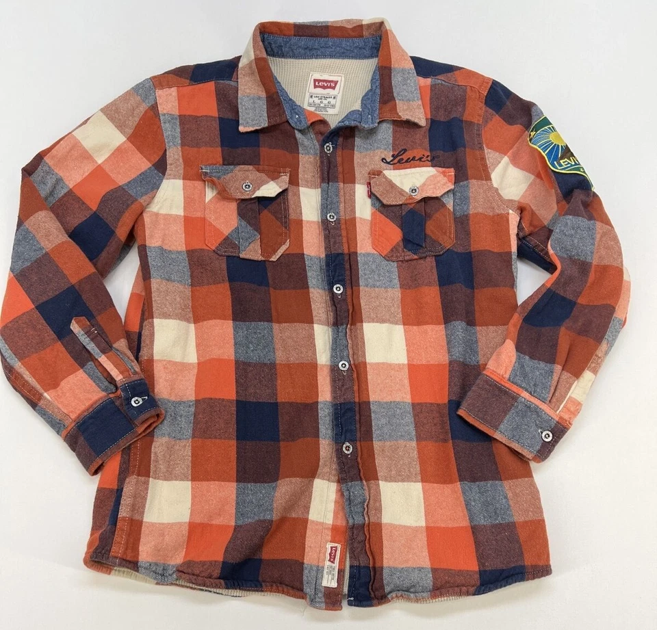 Parche Levi’s Abotonado Manga Larga Forrado Franela Juvenil 12-13 Años Óxido Cuadros Foto 2 de 4