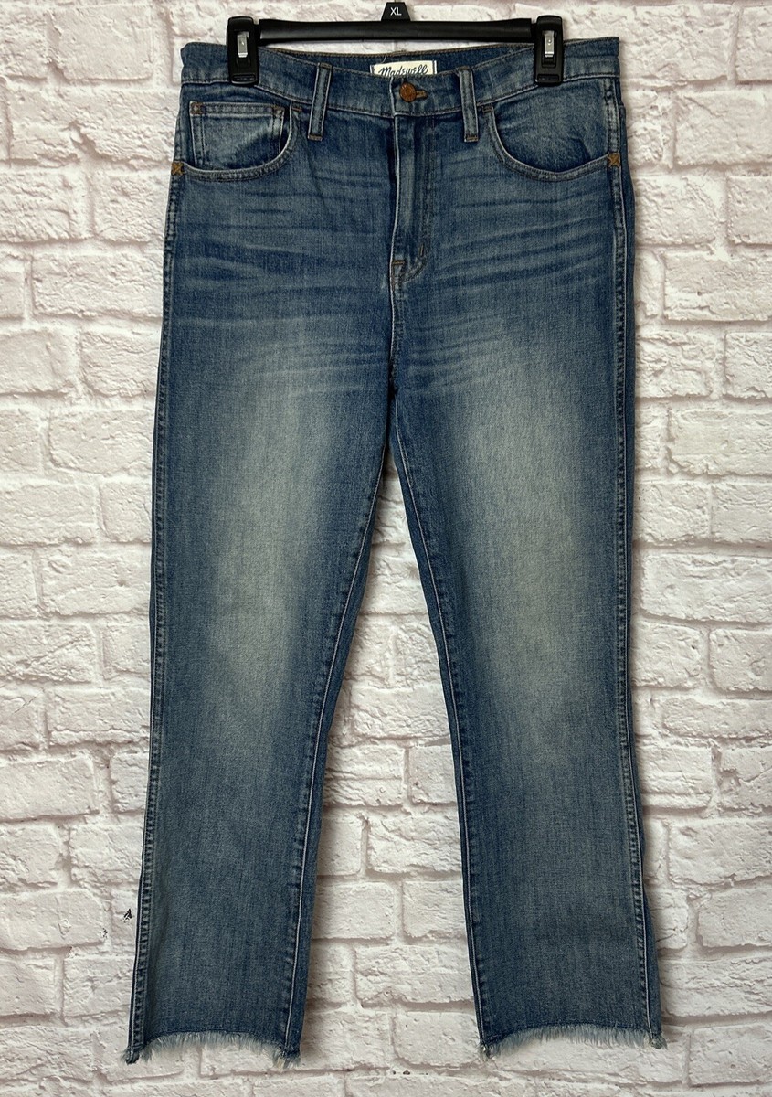 Madewell Women's Demi Boot Cut High Riser Raw Hem Medium Wash