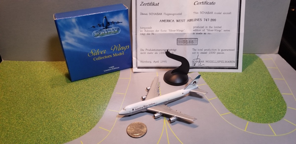 schabak1/600JAL  B747－200 SCHABAK AMERICA WEST 747-200 1:600 SCALE DIECAST METAL MODEL