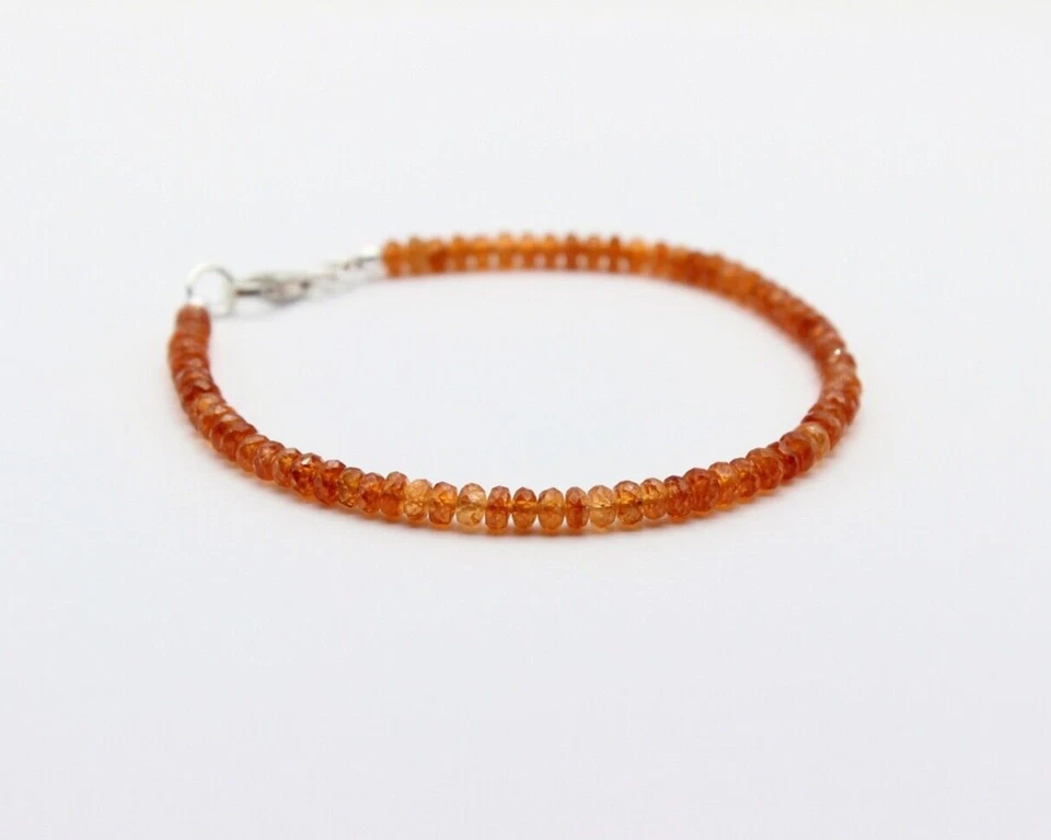 Wunderschöne Saphir Armband facettierte Rondell Orange Armkette Edel ca. 19,5 cm - Bild 4 von 4