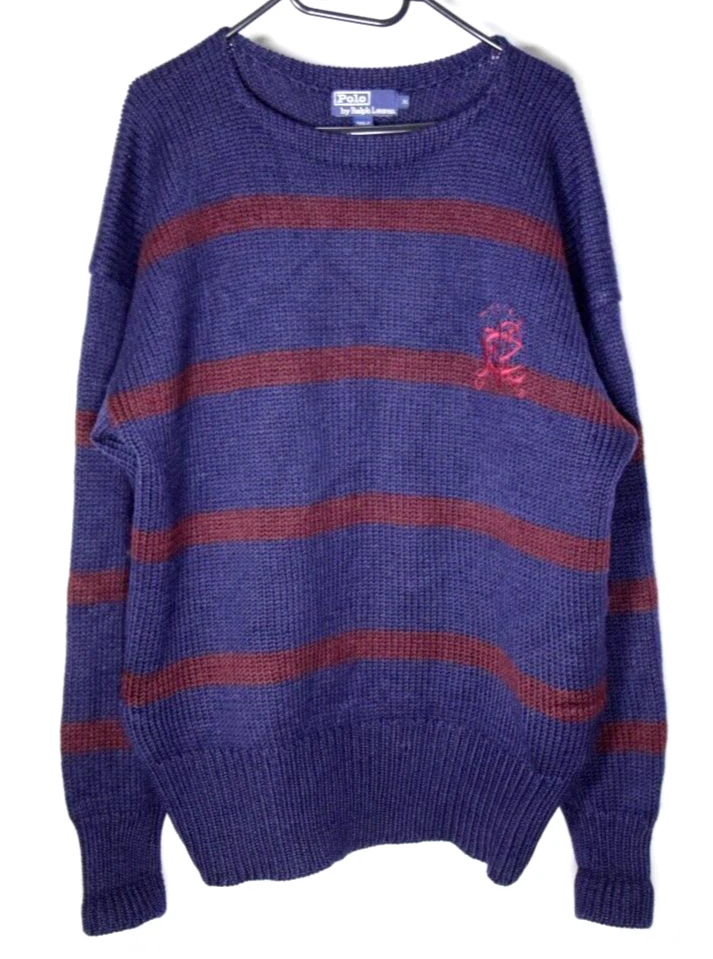 POLO RALPH LAUREN mens Vintage STRIPED JUMPER | Size XL | 100% WOOL