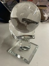 High Quality Crystal Globe Paperweight 4" with Gift Box USA