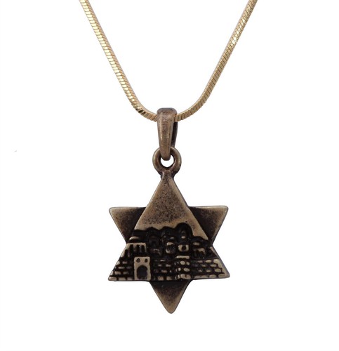 Star of David Magen Gold Plated Jerusalem Pendant Necklace Judaica Holy Gift - Picture 3 of 6