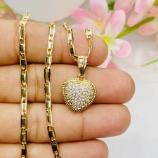 14k Gold Plated Tiny Heart Necklace Heart Pendant  Chain 20 in Corazon pendant