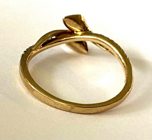 Classy 10K Yellow Gold 24 Natural Diamond Ladies Ring Band Calla Lily Size 7 - Picture 5 of 12