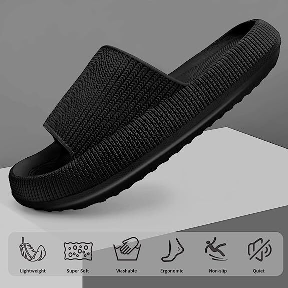Soft Summer Quick Dry Cloud Pillow Slippers for Men Black eBay