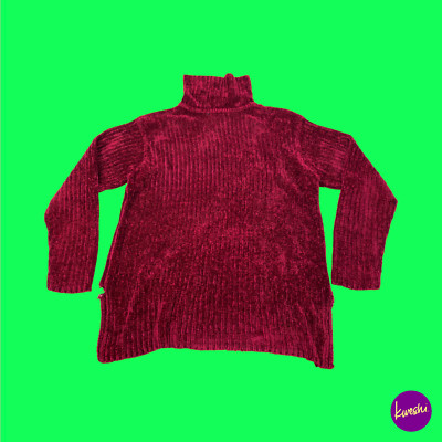 ALIBI KNITS Women's Cable Knit Jumper, Roll Neck, Deep Red, UK M | EU 40 | US 8