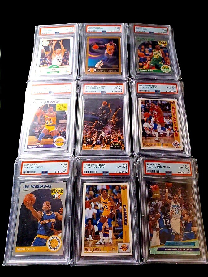 001OSBKL - Vintage PSA Graded Basketball Card Lot Of 9 Including Magic Johnson.