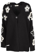 BRUNO MANETTI SCHWARZE WOLLE CARDIGAN IT 44 UK 12