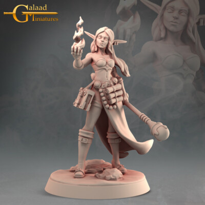 Weiblicher Elfenzauberer - Galaad Miniaturen - Fantasy Dungeons and Dragons Mini