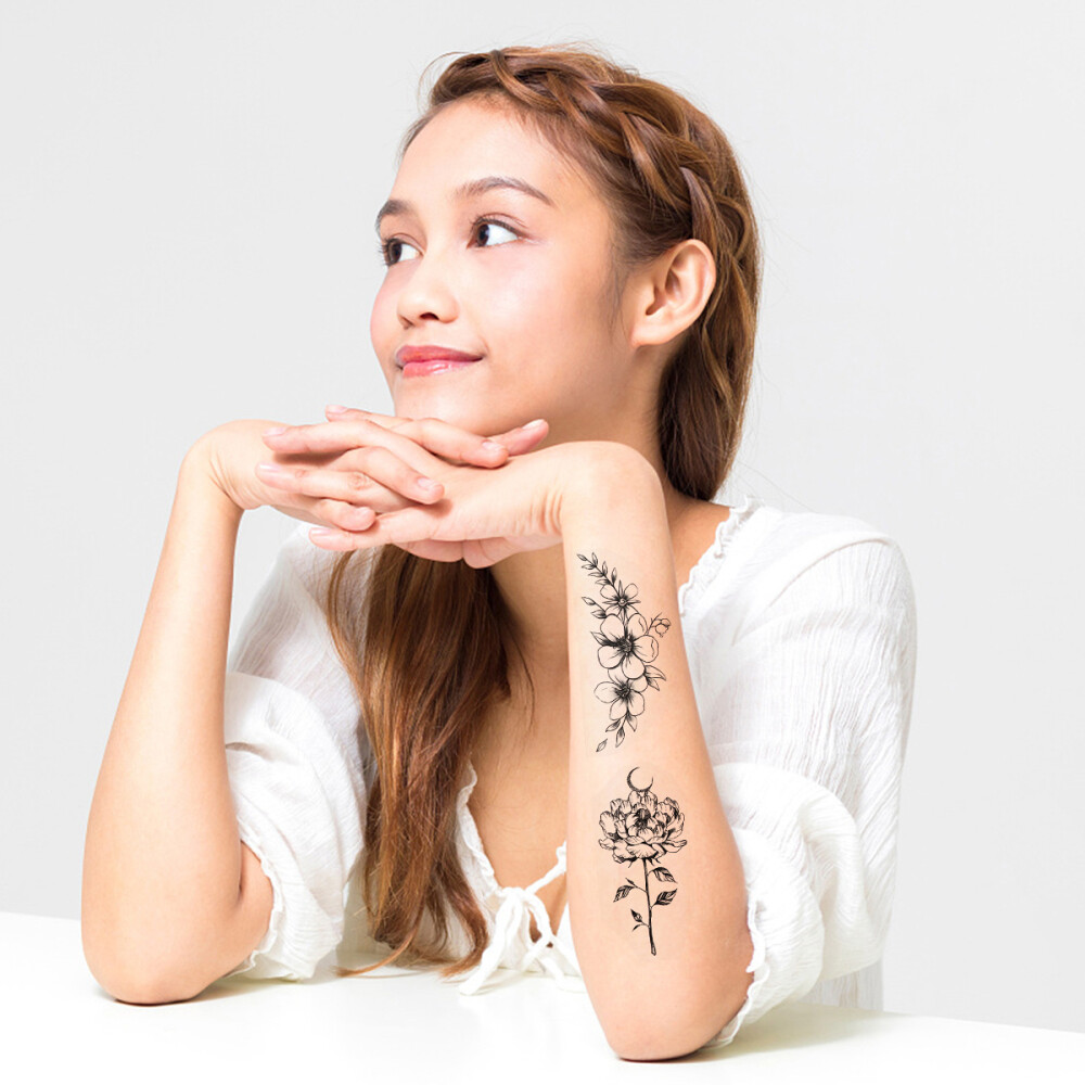 20 Sheets Waterproof Fake Tattoos Stickers Temporary The Flowers eBay