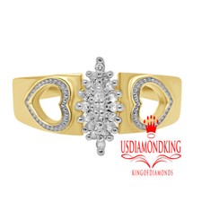 Ladies Genuine Diamond Wedding Engagement Bridal Heart Ring Band 10K Gold Finish