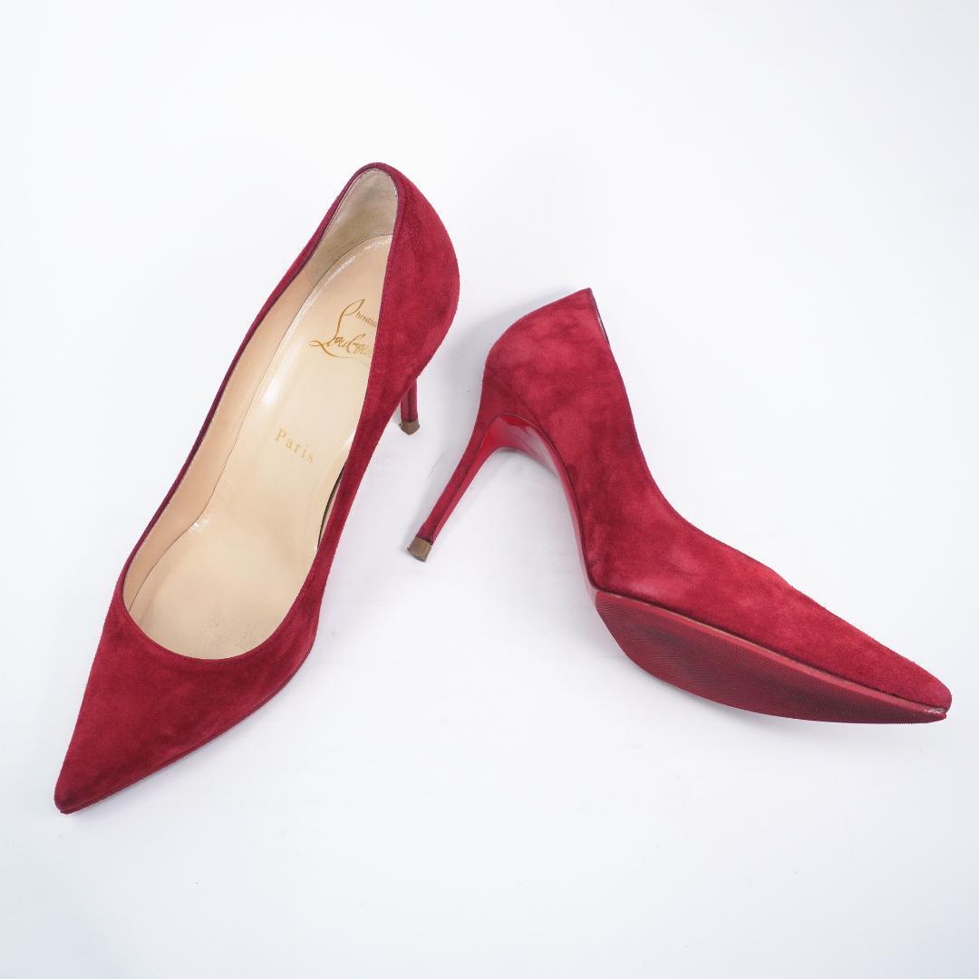 Christian Louboutin women's Pointed Toe Suede Pumps in Red Christian Louboutin women's Pointed Toe Suede Pumps in Red