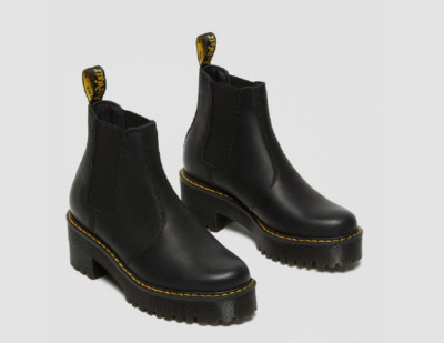 Dr Martens Black Leather ROMETTY Platform Chelsea Boots US Women 11 EU 43 NIB 