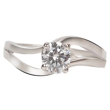 Solid 14KT White Gold 0.60Ct D/VVS1 Round Shape Solitaire Anniversary Ring