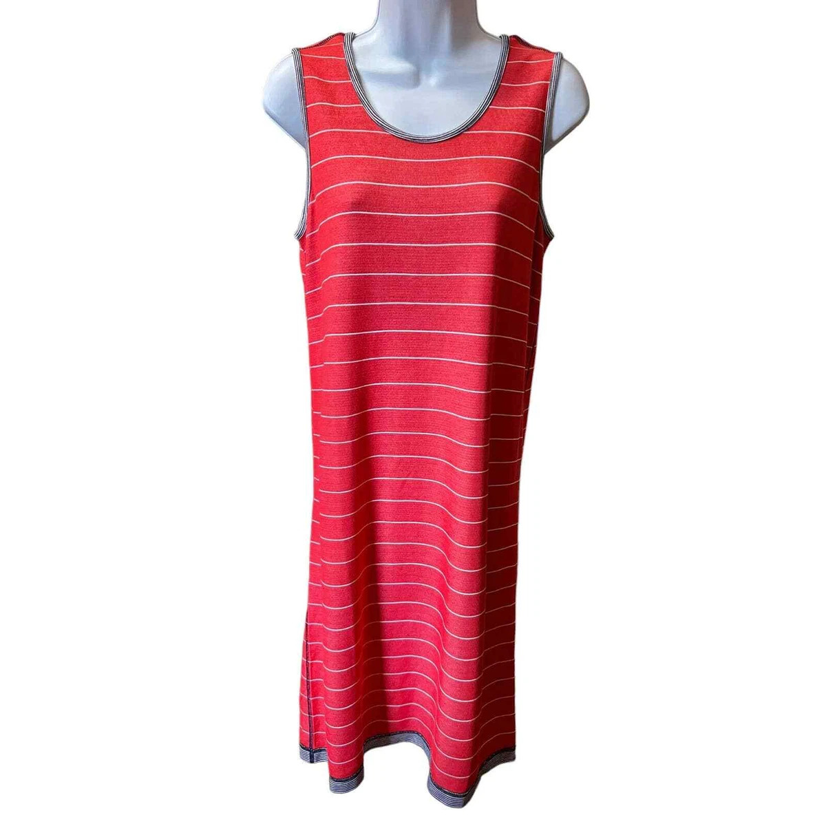 Lands End Red Black Striped Reversible Sleeveless Maxi Dress Womenu0026#039;s  Size Medium | eBay