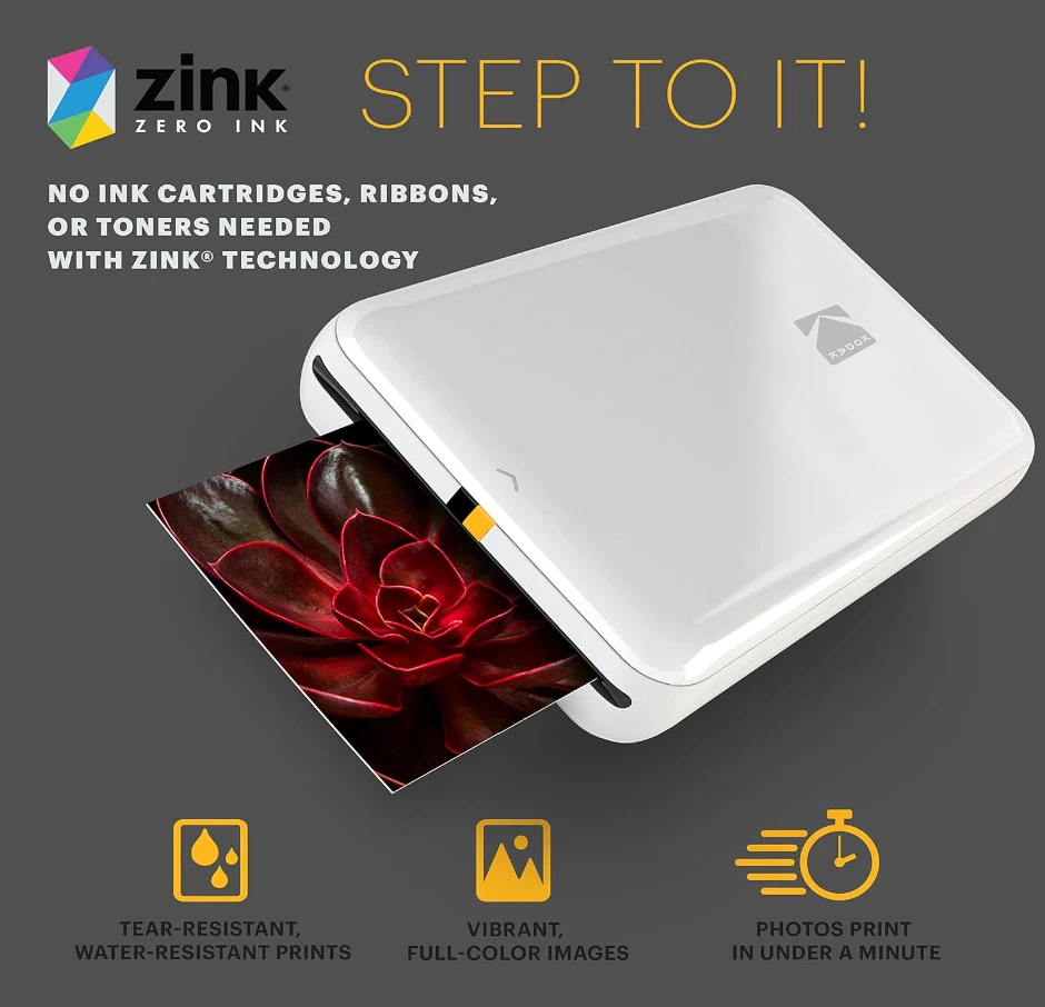KODAK Step Instant Photo Printer - Portable Bluetooth Printer for 2x3” Photos