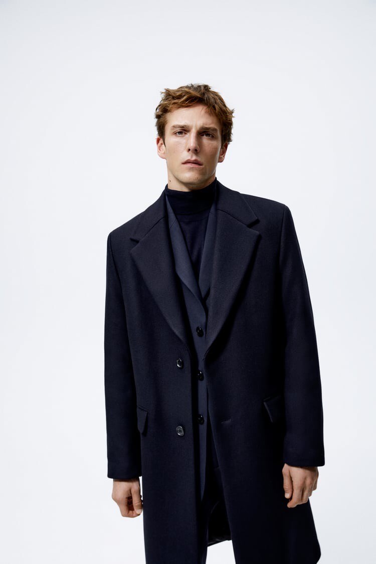 ZARA MAN COAT WITH TWO BUTTONS SEA BLUE SIZE L 6398/589 image 2