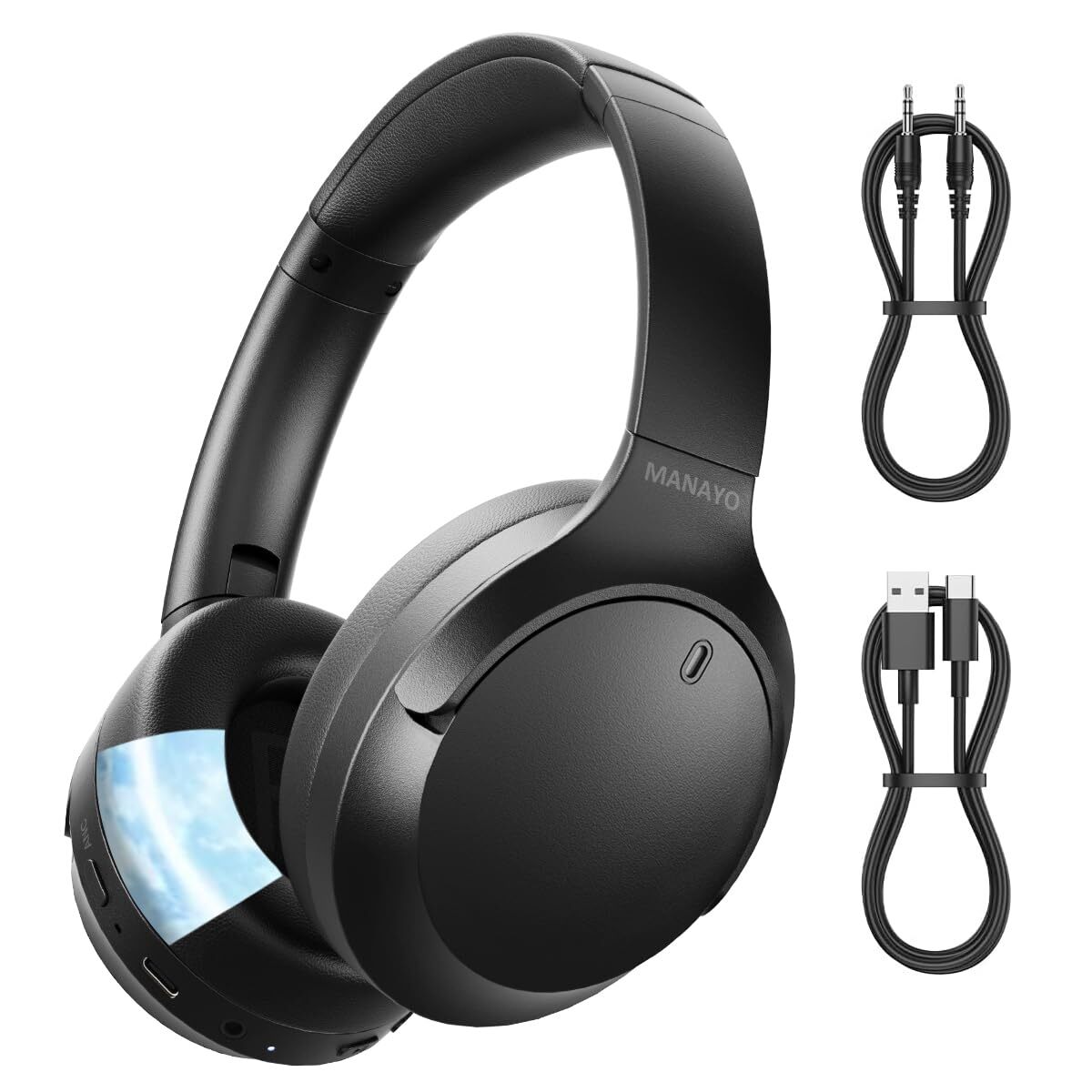 Upgraded Wireless MANAYO Cooling Gel Headphones with Active Noise Cancellation