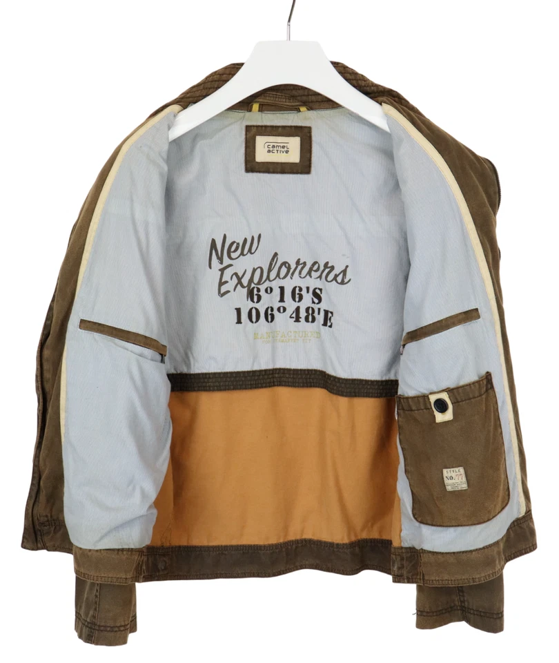 Camel Active Jacket Men XL Brown Half Lined Zipper Collar Pockets - Image 4 of 4