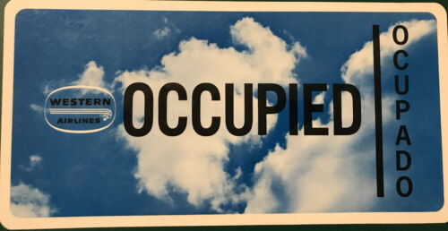 WESTERN AIRLINES VINTAGE "SEAT OCCUPIED" LAMINATED SIGN