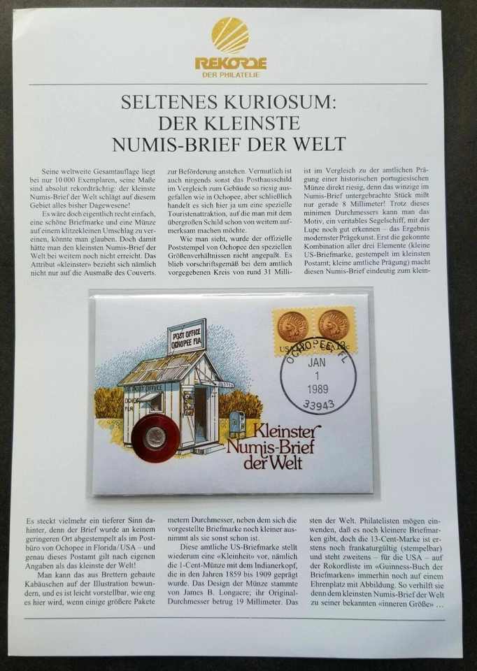 [SJ] USA Postal Service 1989 Post Office FDC (coin cover)  $5 cover *see scan - Image 2 of 4