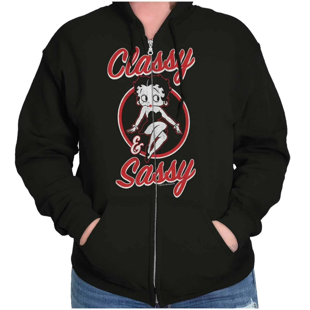 Vintage Rock And Roll Betty Boop Classy Sassy Women Zip Hoodie Jacket  Sweatshirt | eBay