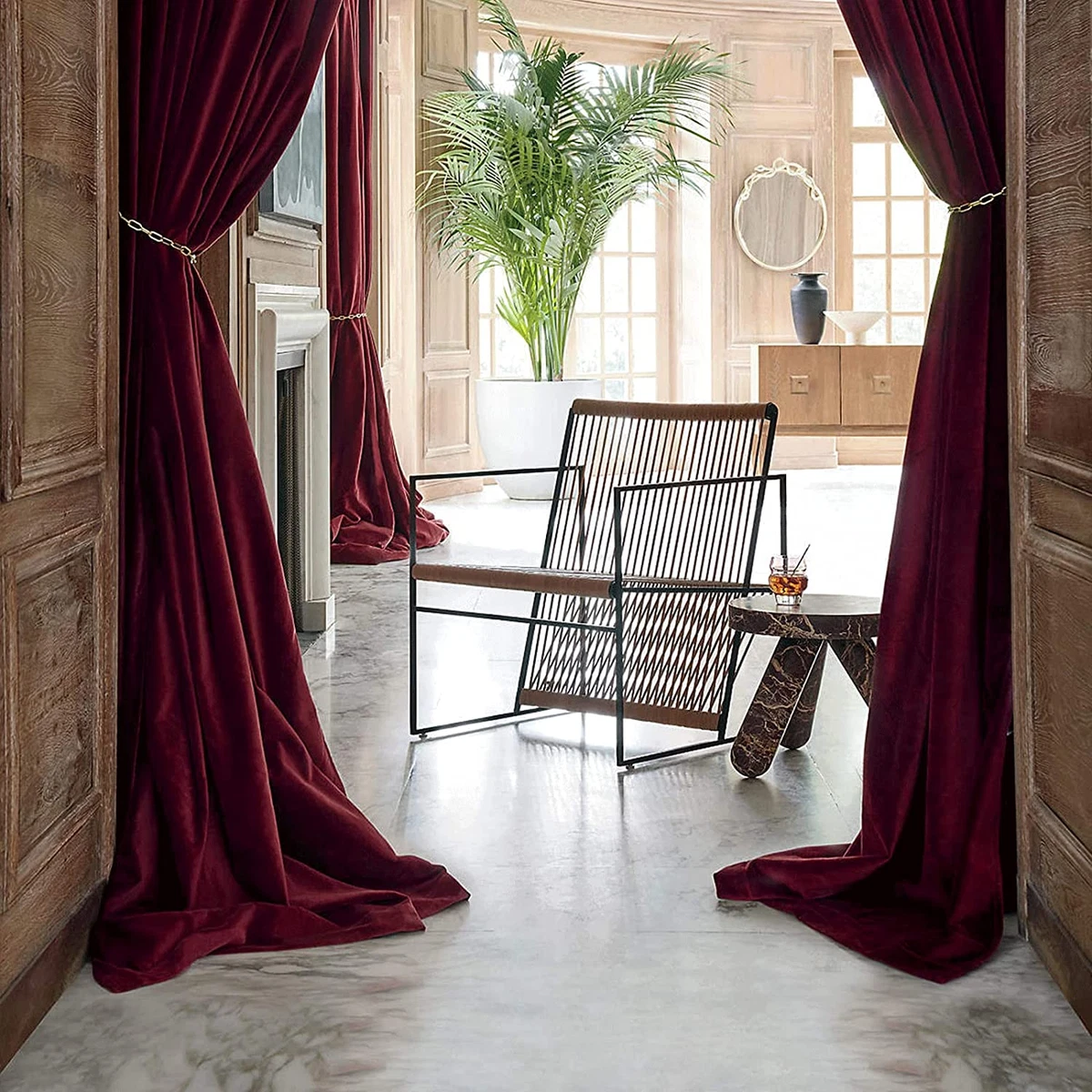 Red curtains cheap