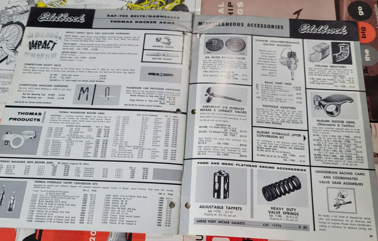Original Vintage 1964 Hot Rod Parts Catalog EDELBROCK Drag Racing NHRA